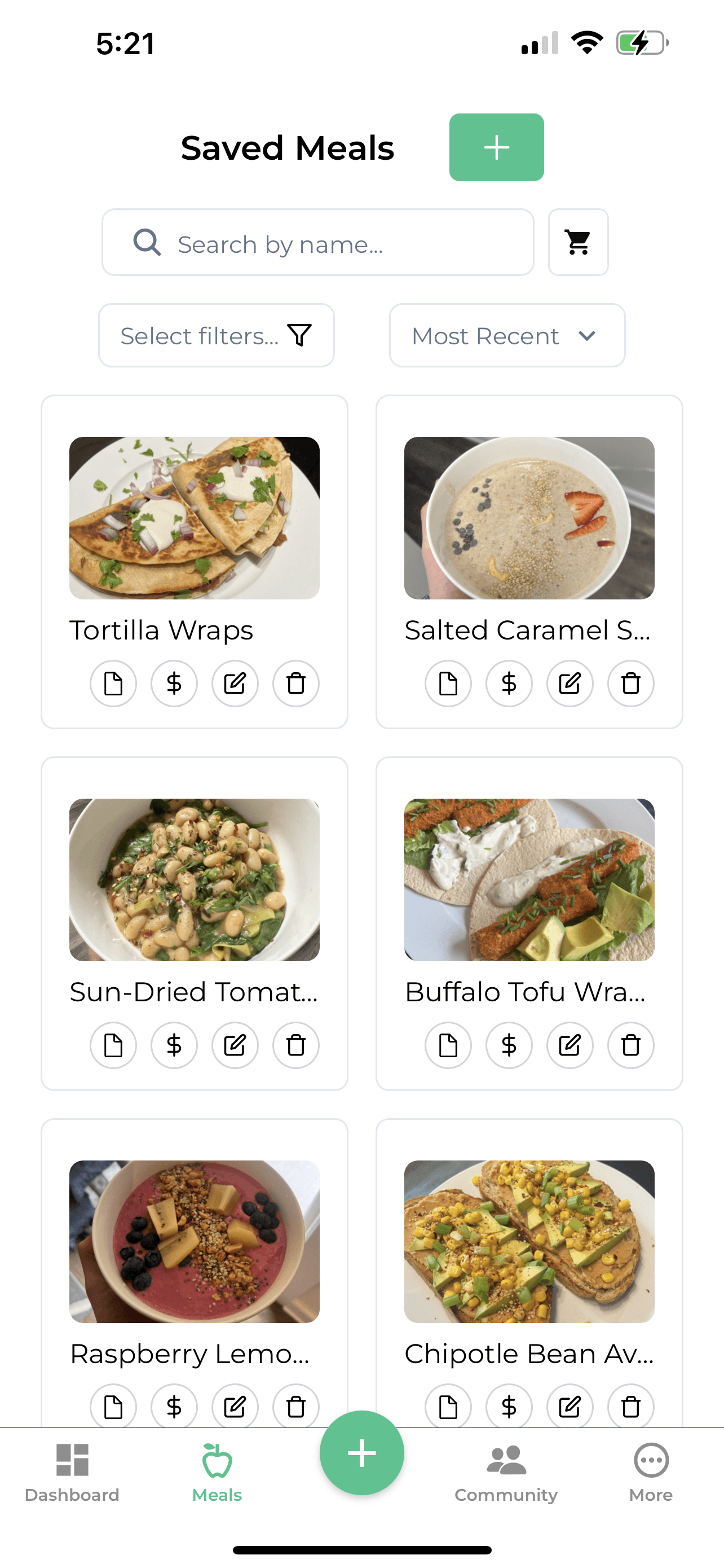 Save your favorite meals